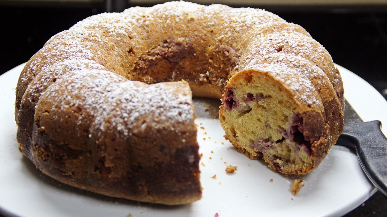 Spiced Cardamom Streusel Bundt Cake with a Raspberry Rose Glaze