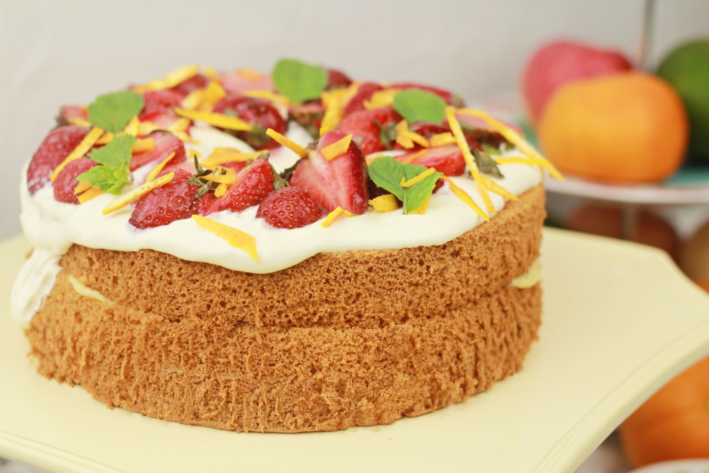 Orange Chiffon Cake with Orange Custard and Whipped Cream Cheese