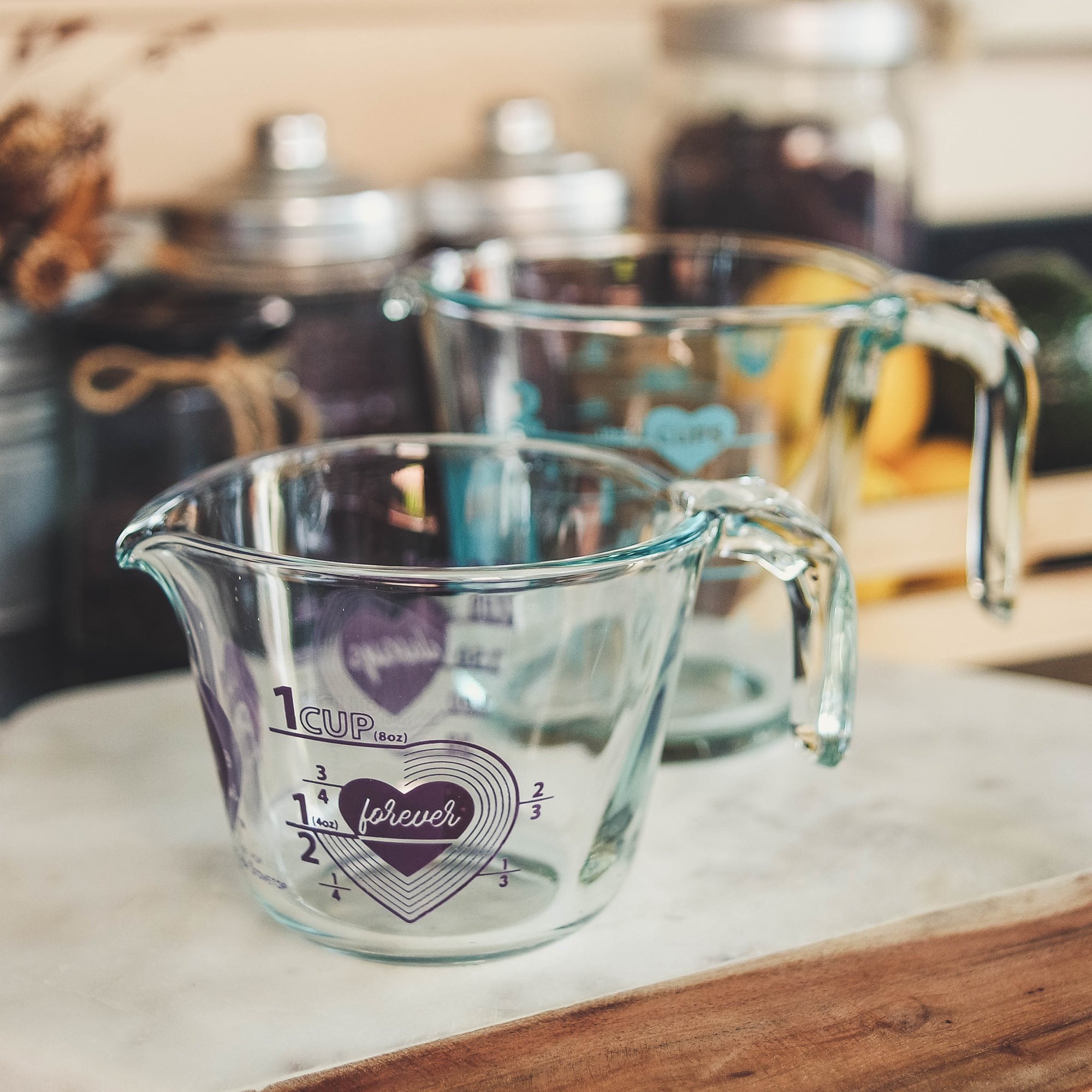 Pyrex Measuring Cup Turquoise Teal Heart i Love My Pyrex V-day Special 1 Cup  