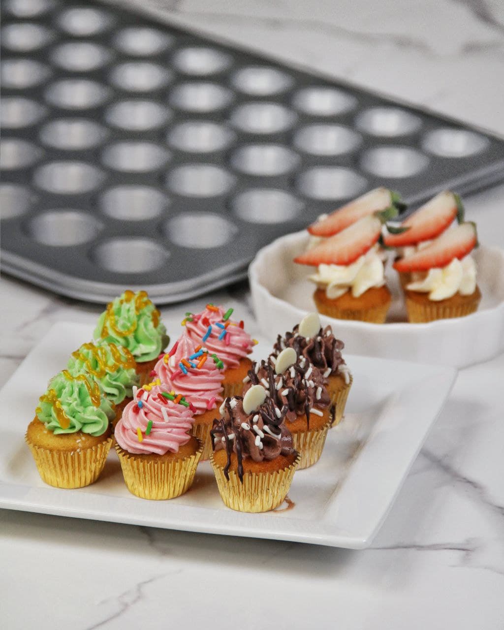 4 Flavors 1 Mini Cupcake Recipe with Städter Baking Pan