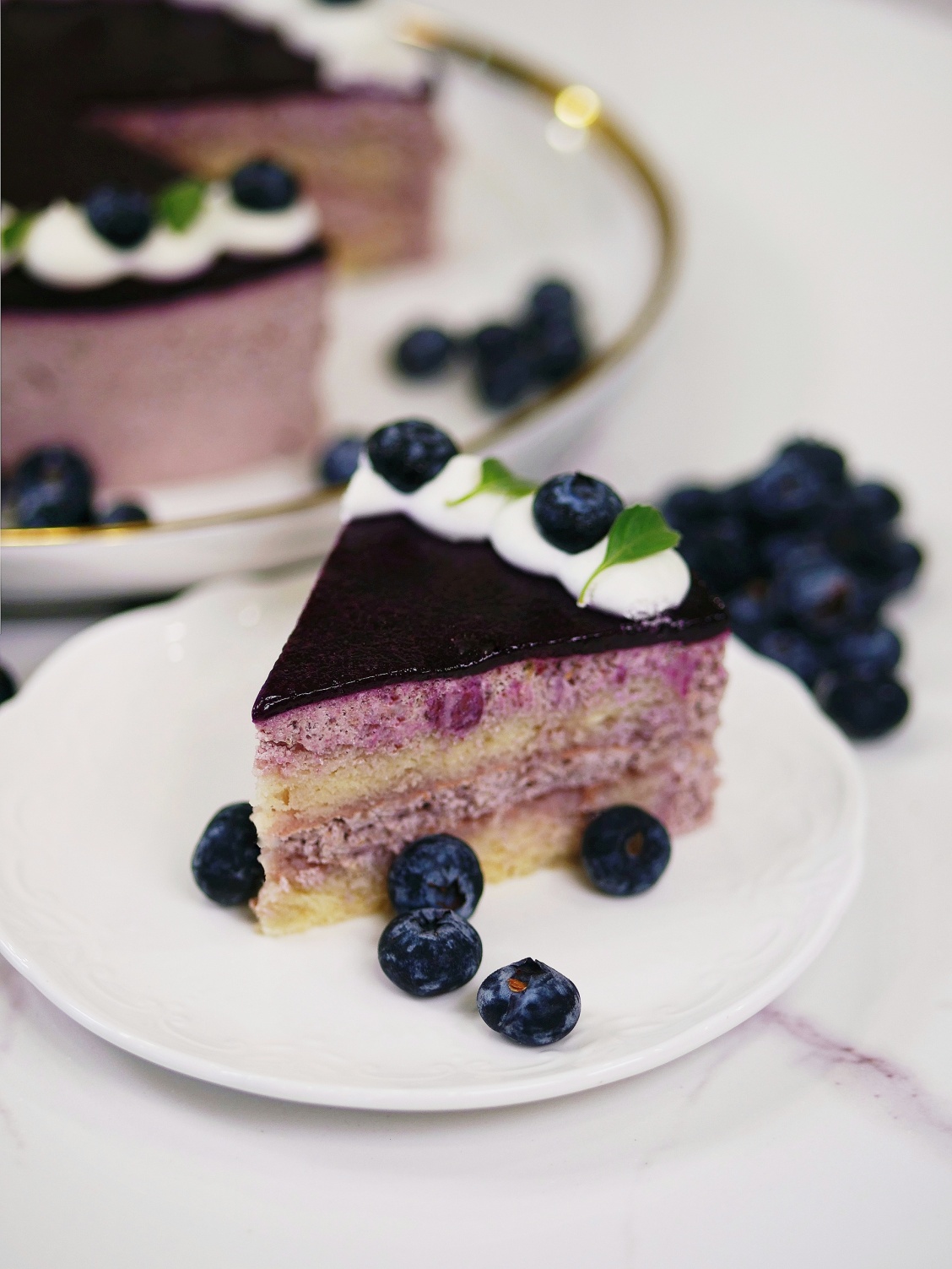 Blueberry Lemon Curd Ice Cream Cake